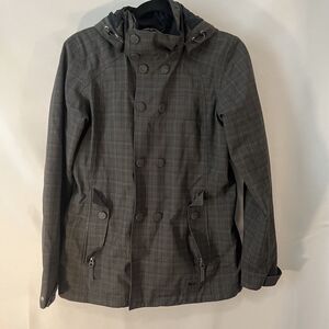 REI Women’s Small Madrona Hooded Rain Jacket Coat Removable Hood Waterproof Gray